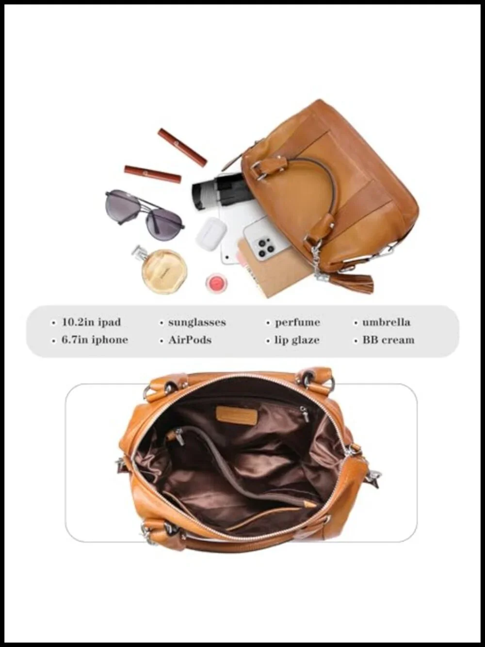 Genuine Leather Satchel Tote Crossbody Bag Women Shoulder Handbag